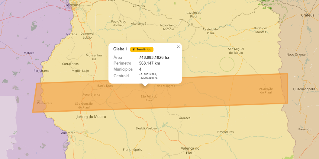 Gleba Consultada no Mapa